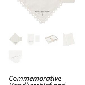 White Commemorative Handkerchief with Cross Embroidery and Bible Book
